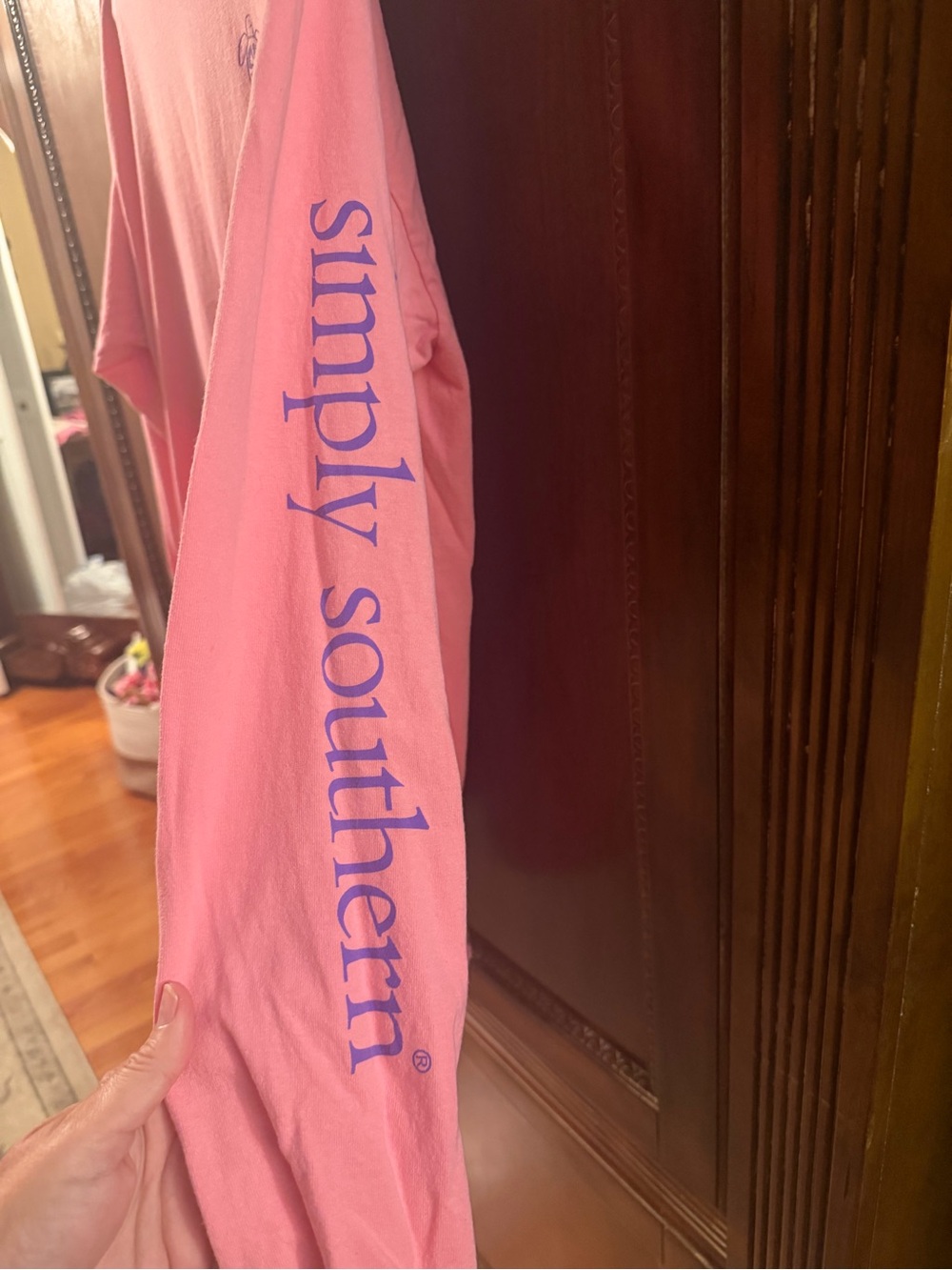Simply Southern Pink Long Sleeve Tee with Small Turtle Logo - Picture 4 of 5